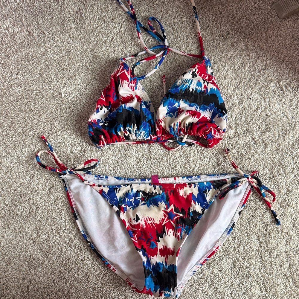 OP Red, Blue, and White Bikini Set
